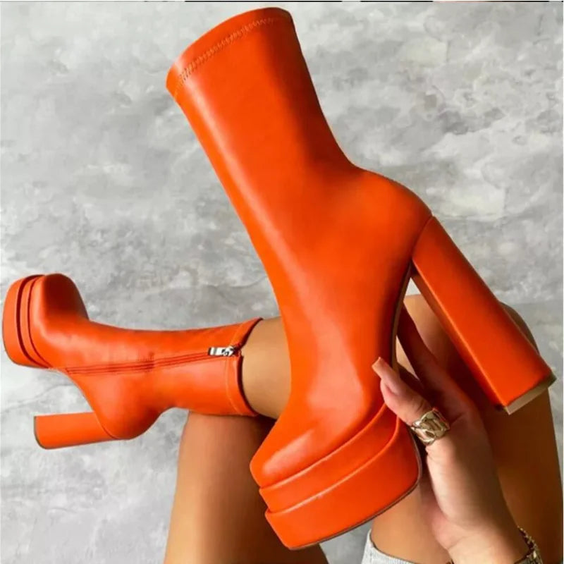 Valenzora | Elegant platform boots with side zipper