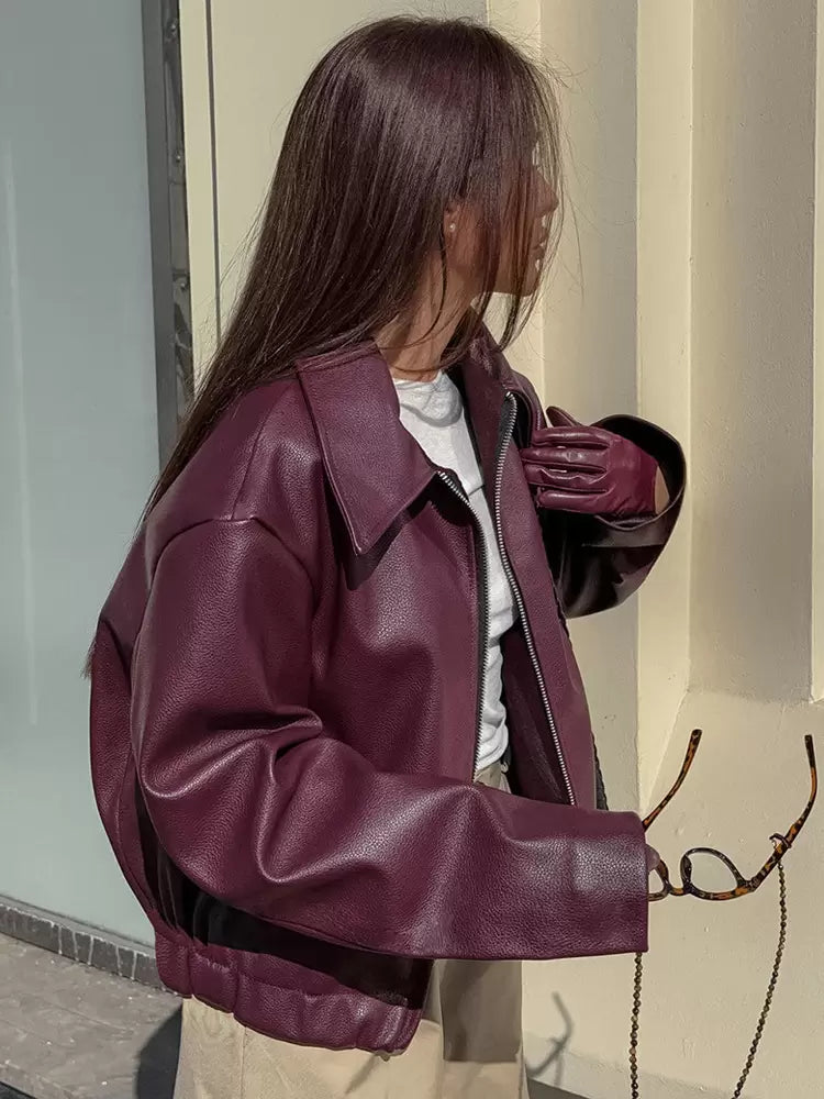 Valenzora | Women's leather jacket - modern and chic