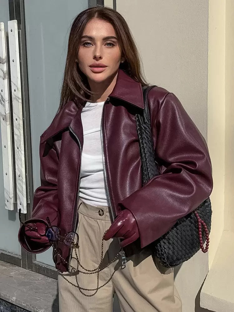 Valenzora | Women's leather jacket - modern and chic