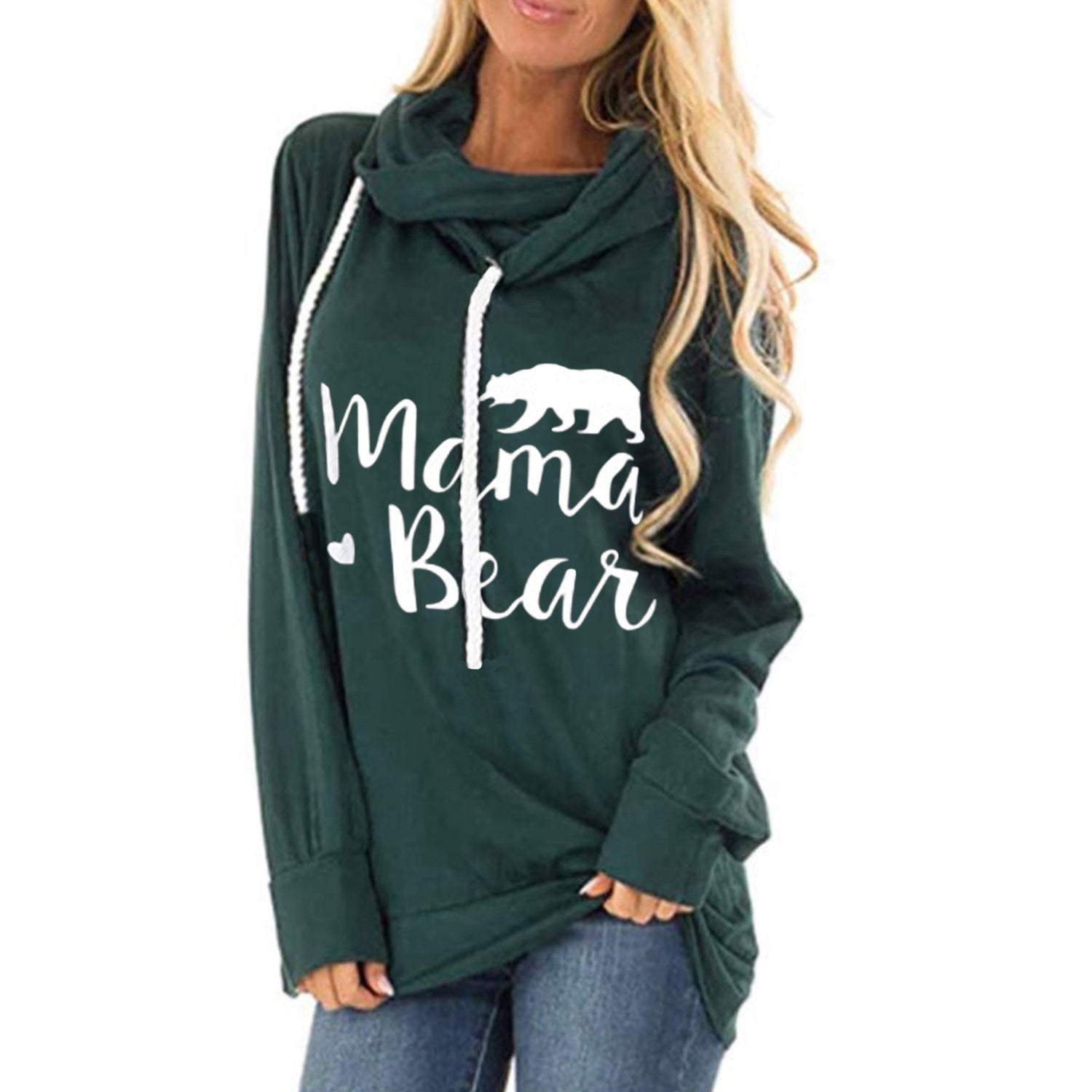 Women's casual hooded shirt with a deep neckline and unique print, size [size]