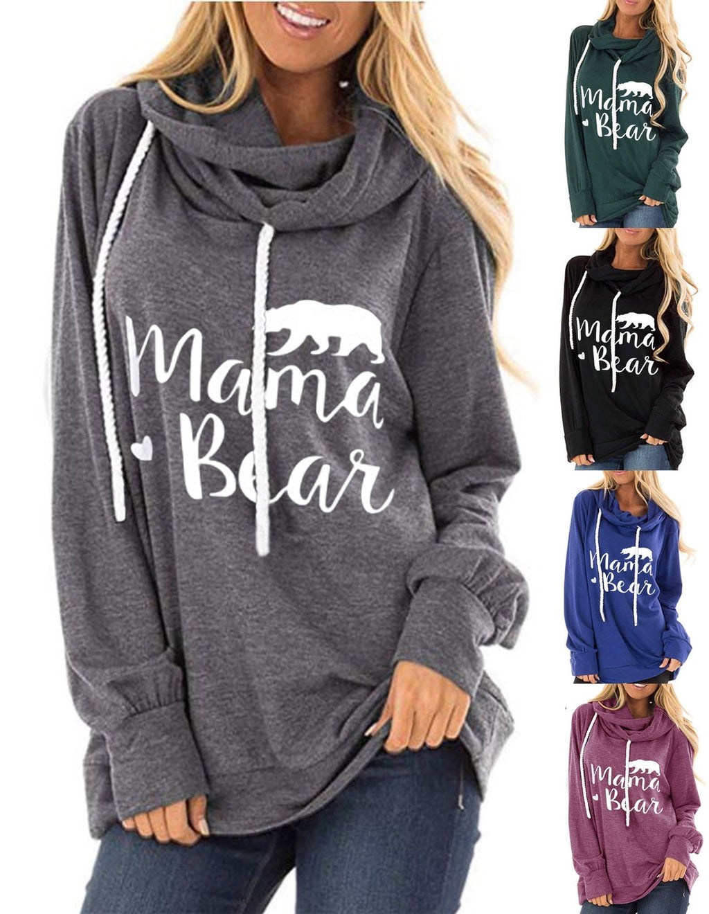 Lässiges Kapuzenshirt für Damen mit tiefem Ausschnitt und einzigartigem Print, Größe [size]
