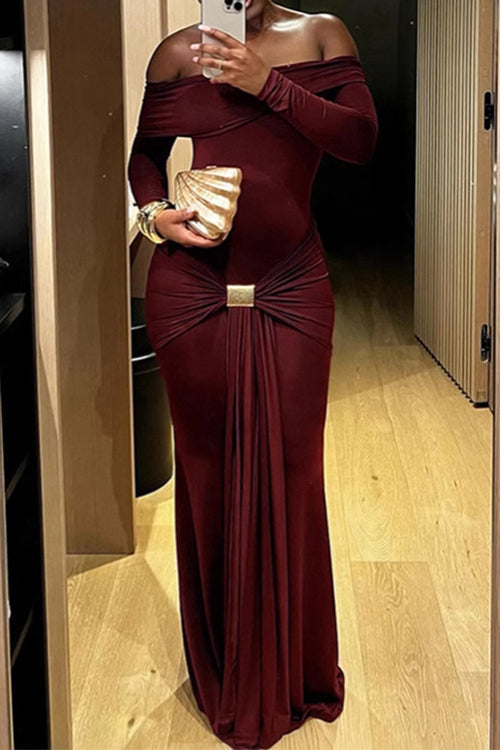 Valenzora | Rosiedress Off Shoulder Knot Front Bodycon Maxi Party Dress