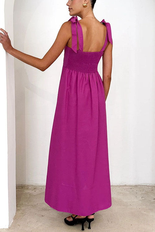 Valenzora | Rosiedress Bow Shoulder Empire Waist Swing Maxi Cami Dress