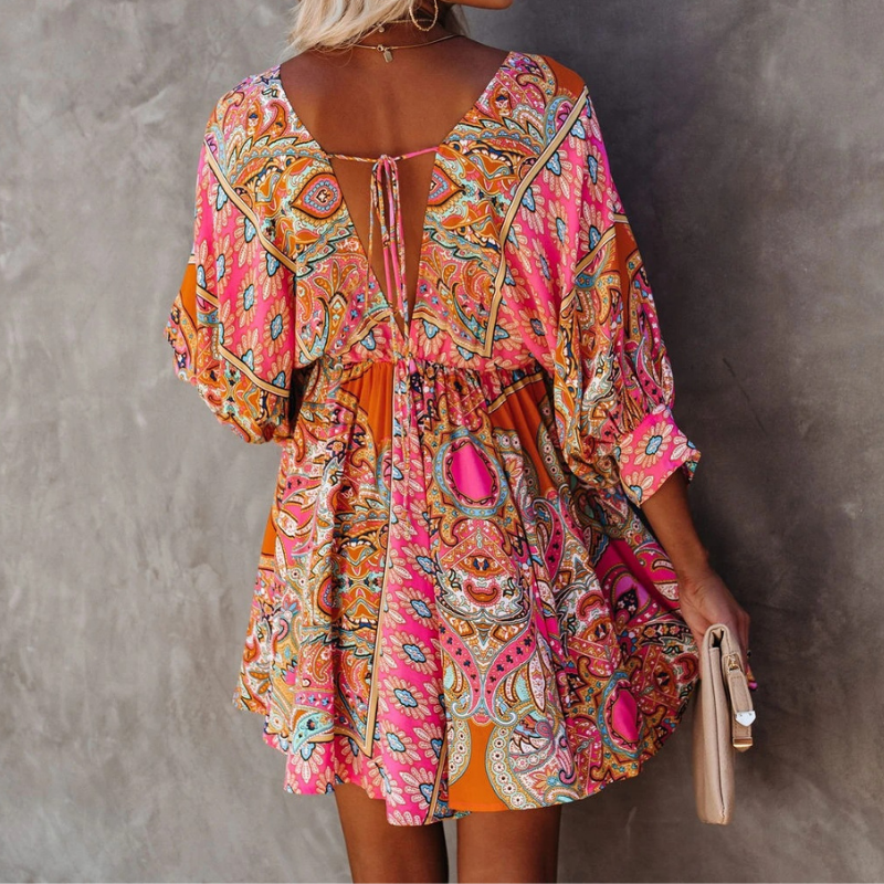 Valenzora | Trendy Short Boho Floral Dress for Women