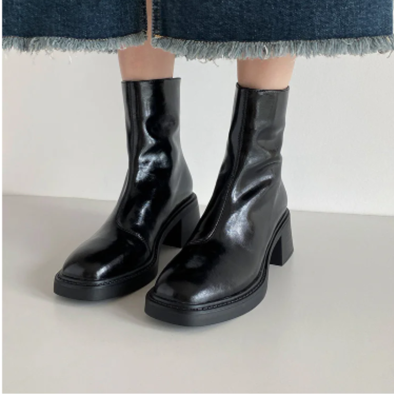 Valenzora | Elegante Stiefeletten aus Leder mit Blockabsatz für Damen
