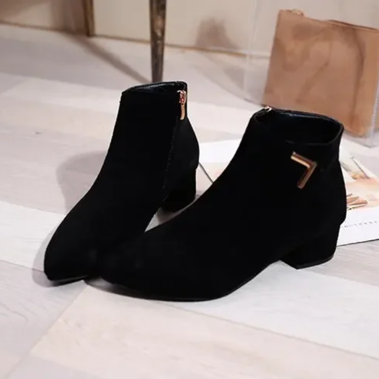 Valenzora | Stiefeletten mit spitzer Zehenpartie und seitlichem Reißverschluss, Damen-Stiefeletten