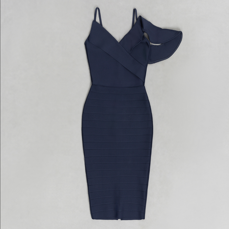 Midikleid mit umklappbarem Bund | Blau