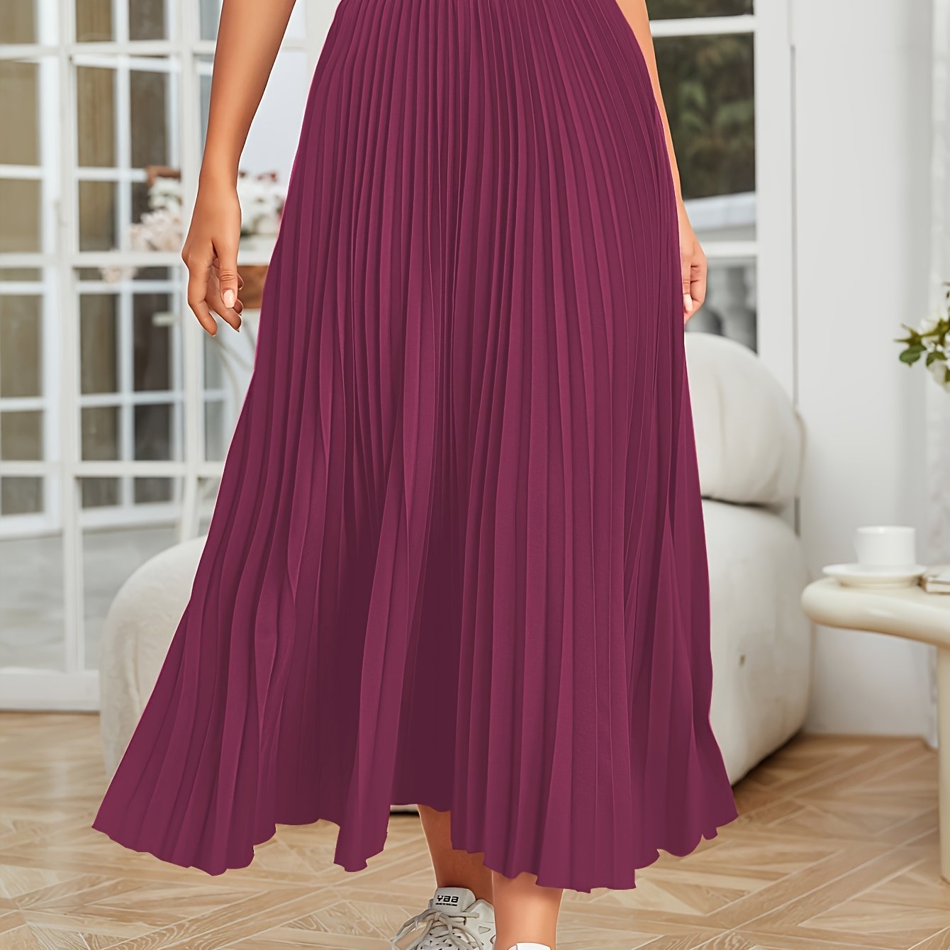 Valenzora | Pleated plain curly skirt