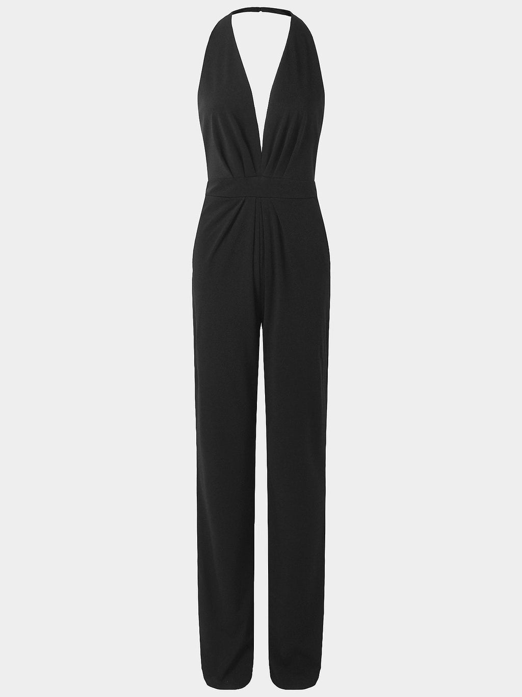 Valenzora | Tiefer V-Ausschnitt Ärmelloser Jumpsuit mit weitem Bein
