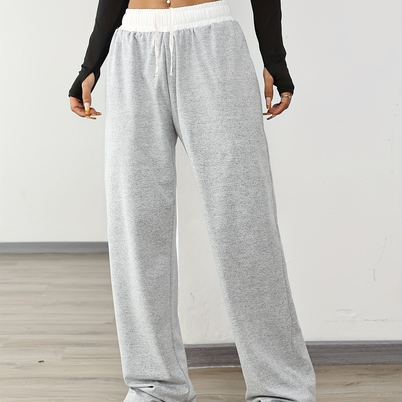 Valenzora | High Stretch Color Combination Tracksuit Bottoms with Pockets