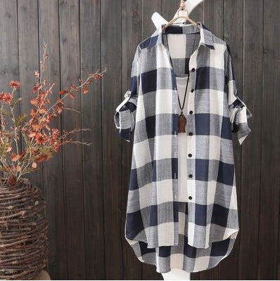 Damen-Freizeitbluse, kariert, in Oversize-Passform mit praktischen Taschen, Größe S