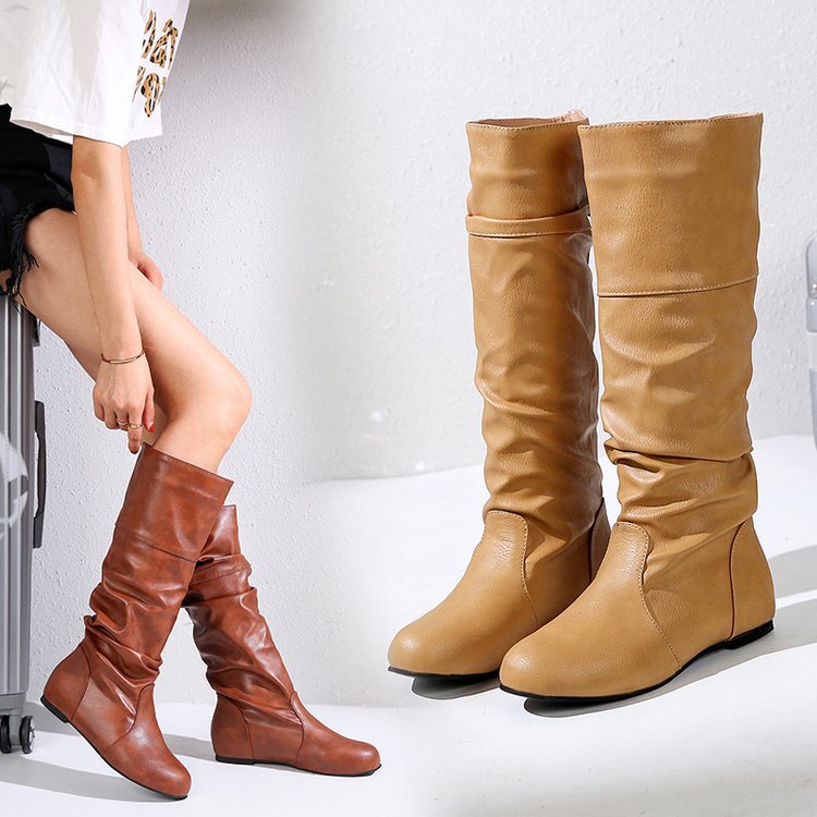 Elegante Damenstiefeletten mit modernem Plissee-Design und bequemem Blockabsatz, Größe S