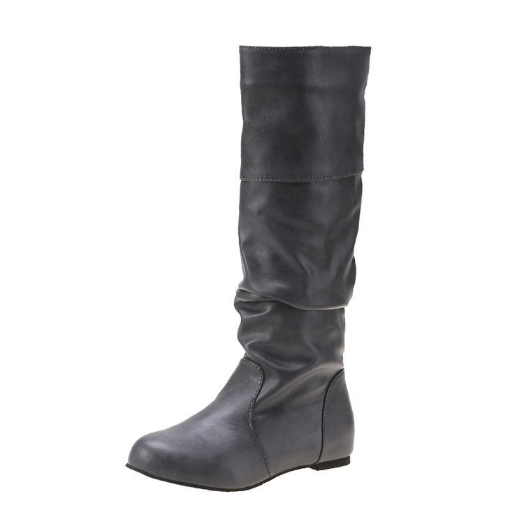 Elegante Damenstiefeletten mit modernem Plissee-Design und bequemem Blockabsatz, Größe S