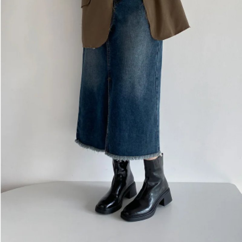 Valenzora | Elegante Stiefeletten aus Leder mit Blockabsatz für Damen