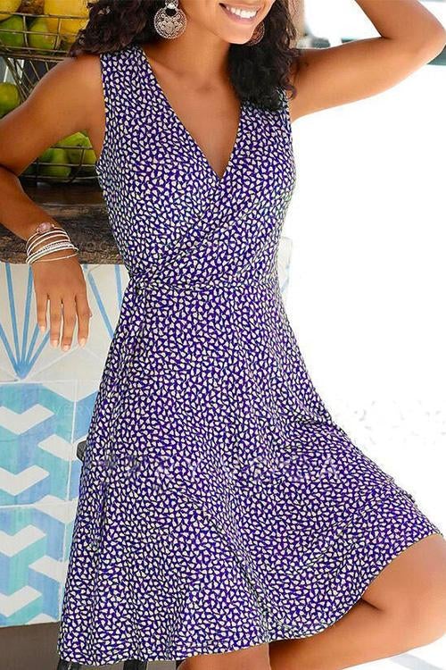 Valenzora | Rosiedress Wrap V-Neck Printed Swing Tank Dress