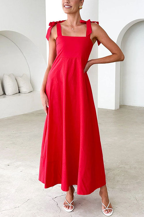 Valenzora | Rosiedress Bow Shoulder Empire Waist Swing Maxi Cami Dress