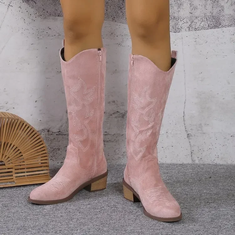 Valenzora | Wildleder Westernstiefel mit Stickereien Cowboystiefel Damen