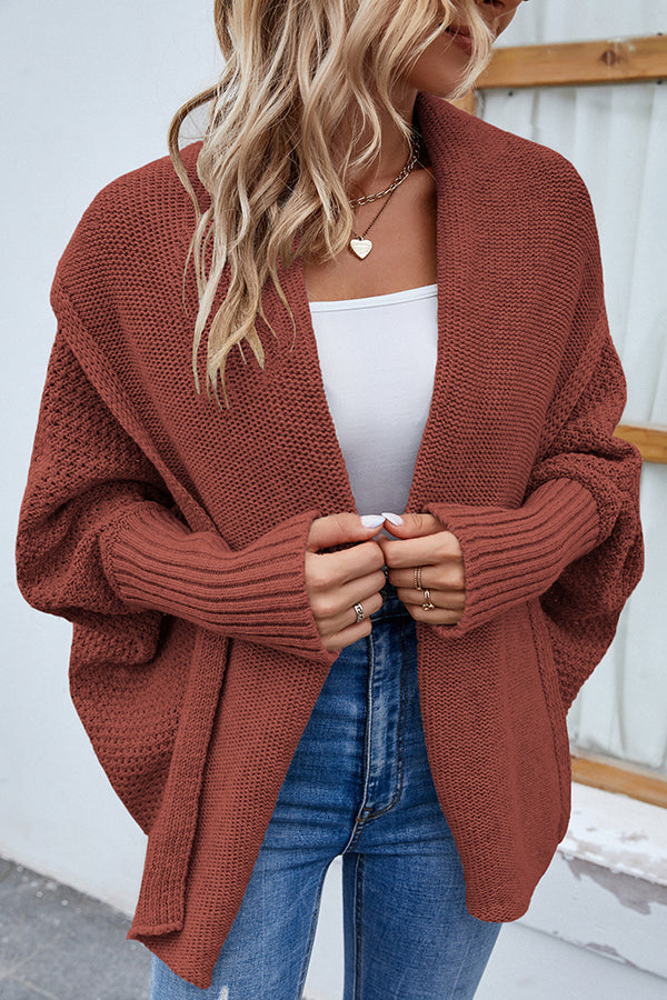 Valenzora | Elegant autumn knit cardigan with dolman sleeves for women