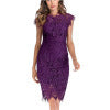 Women's sheath dress with romantic lace trim and tailored fit, size