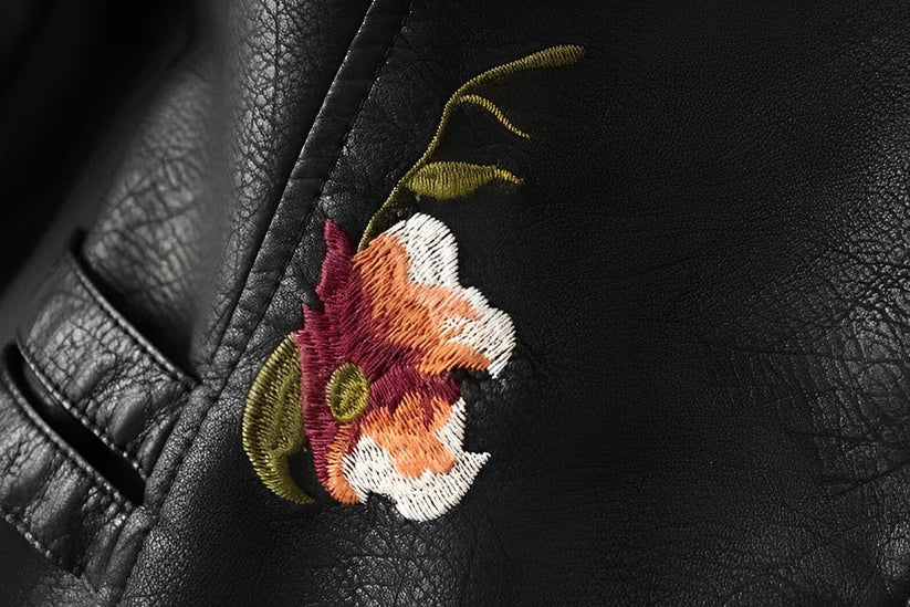 Valenzora | Leather jacket with embroidery