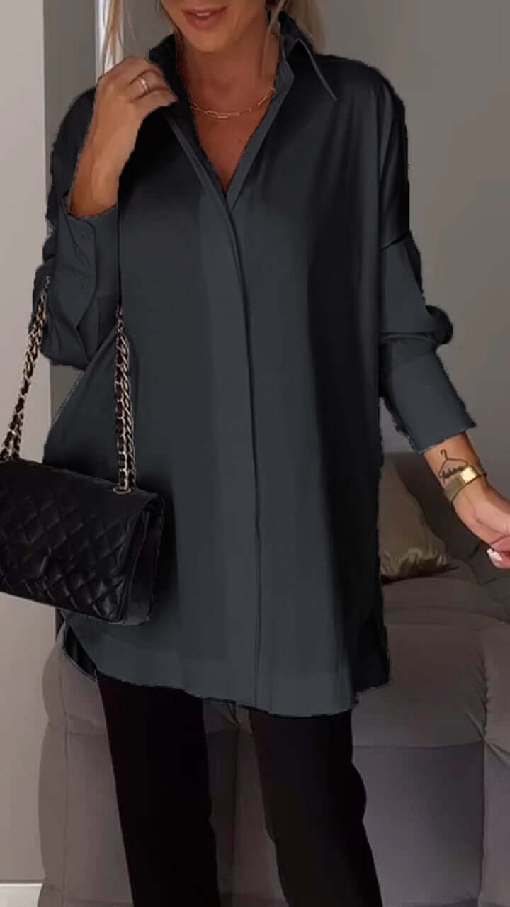 Valenzora | Lapel Slit Shirt