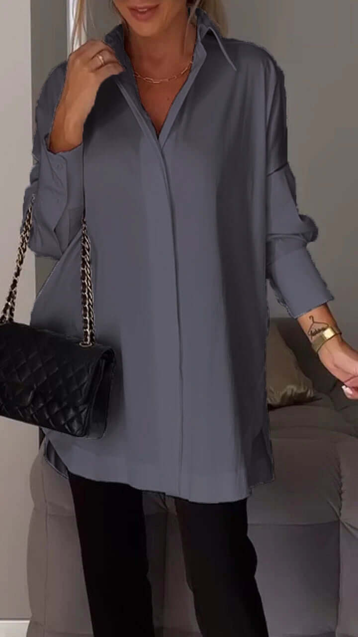 Valenzora | Lapel Slit Shirt