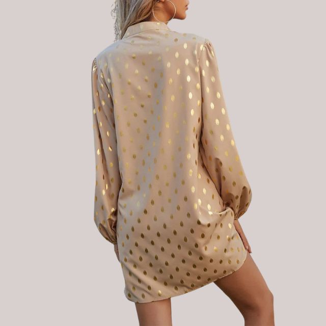 Valenzora | Luxurious shift dress with polka dot pattern