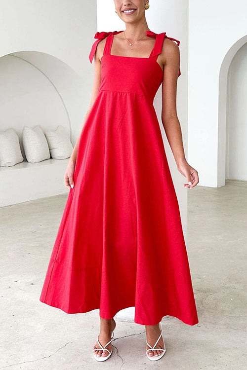 Valenzora | Rosiedress Bow Shoulder Empire Waist Swing Maxi Cami Dress