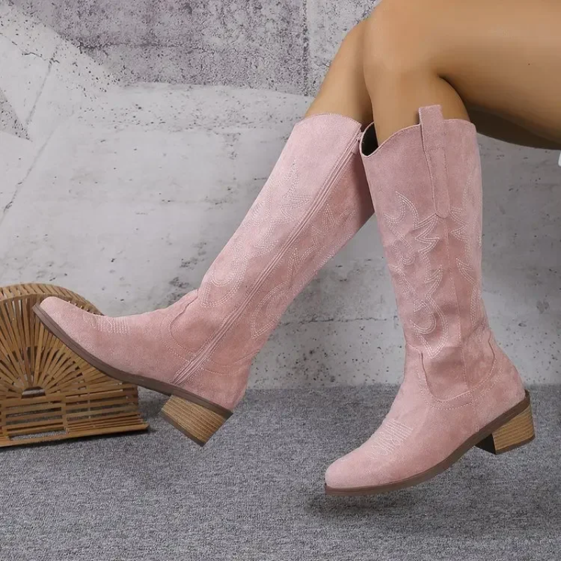 Valenzora | Wildleder Westernstiefel mit Stickereien Cowboystiefel Damen
