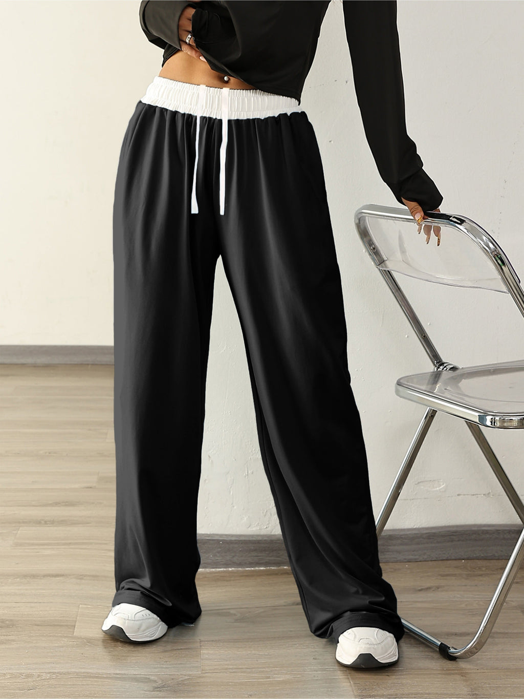 Valenzora | High Stretch Color Combination Tracksuit Bottoms with Pockets