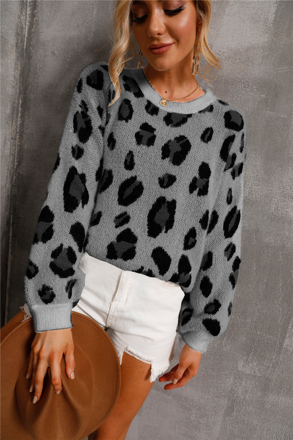 Large size leopard print sweater