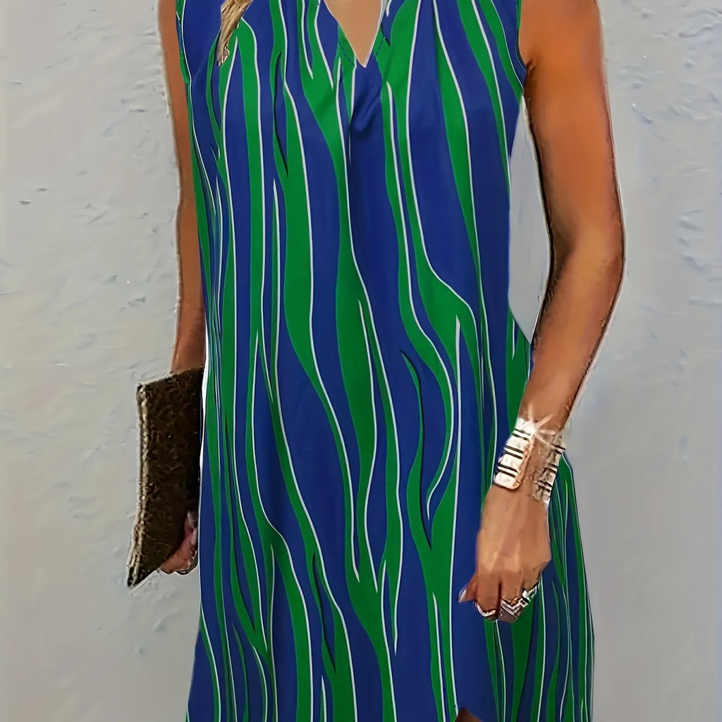 Valenzora | Striking striped sleeveless dress