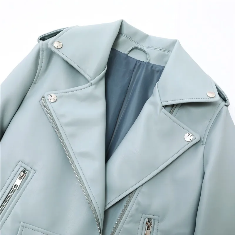 Valenzora | Damen Biker-Lederjacke mit Reißverschlüssen und Gürtel