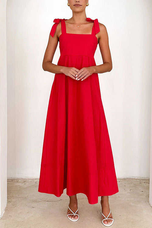 Valenzora | Rosiedress Bow Shoulder Empire Waist Swing Maxi Cami Dress