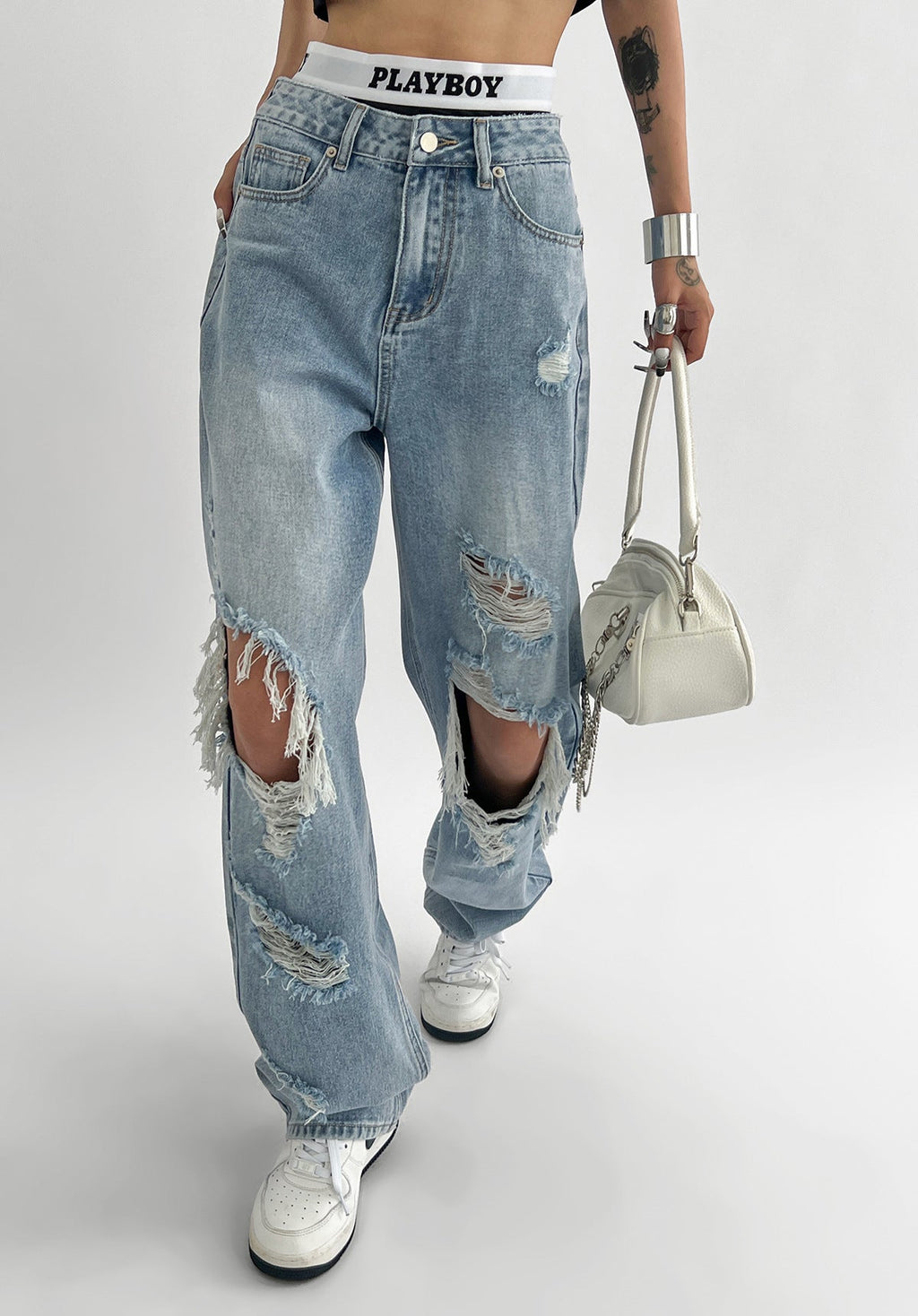 Valenzora Damenjeans mit gerissenem Saum
