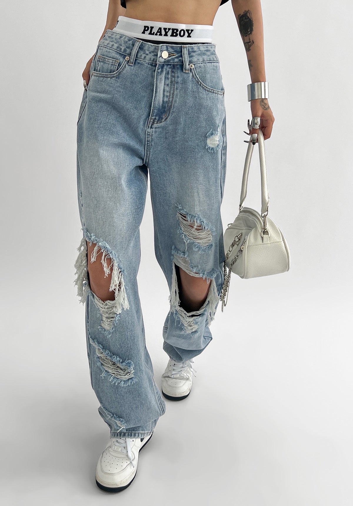 Valenzora Damenjeans mit gerissenem Saum