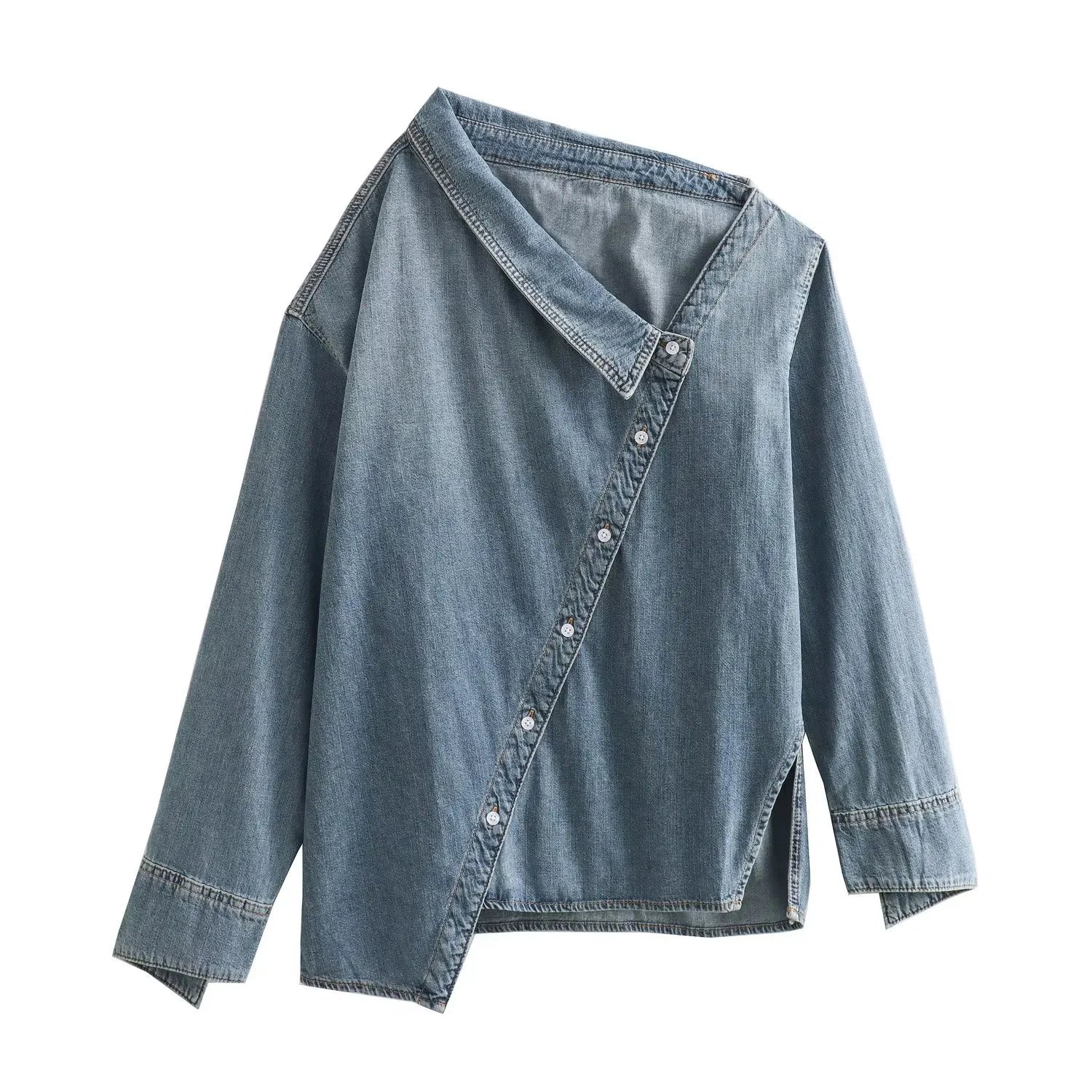 Valenzora | Casual, asymmetrical denim shirt