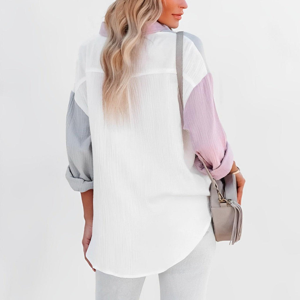 Valenzora | Colorblock Shirt with Button Closure for Women