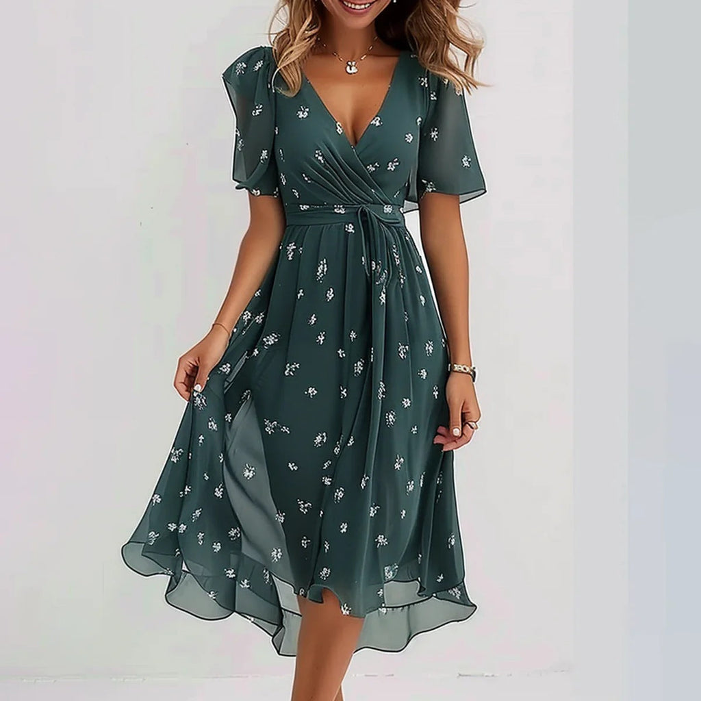 Valenzora | Elegant dress with short sleeves
