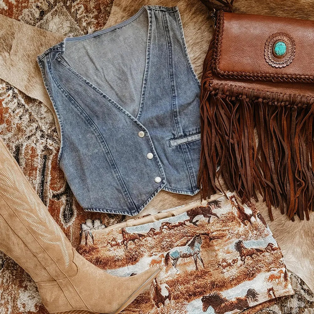 Valenzora | Jeansweste mit Neckholder