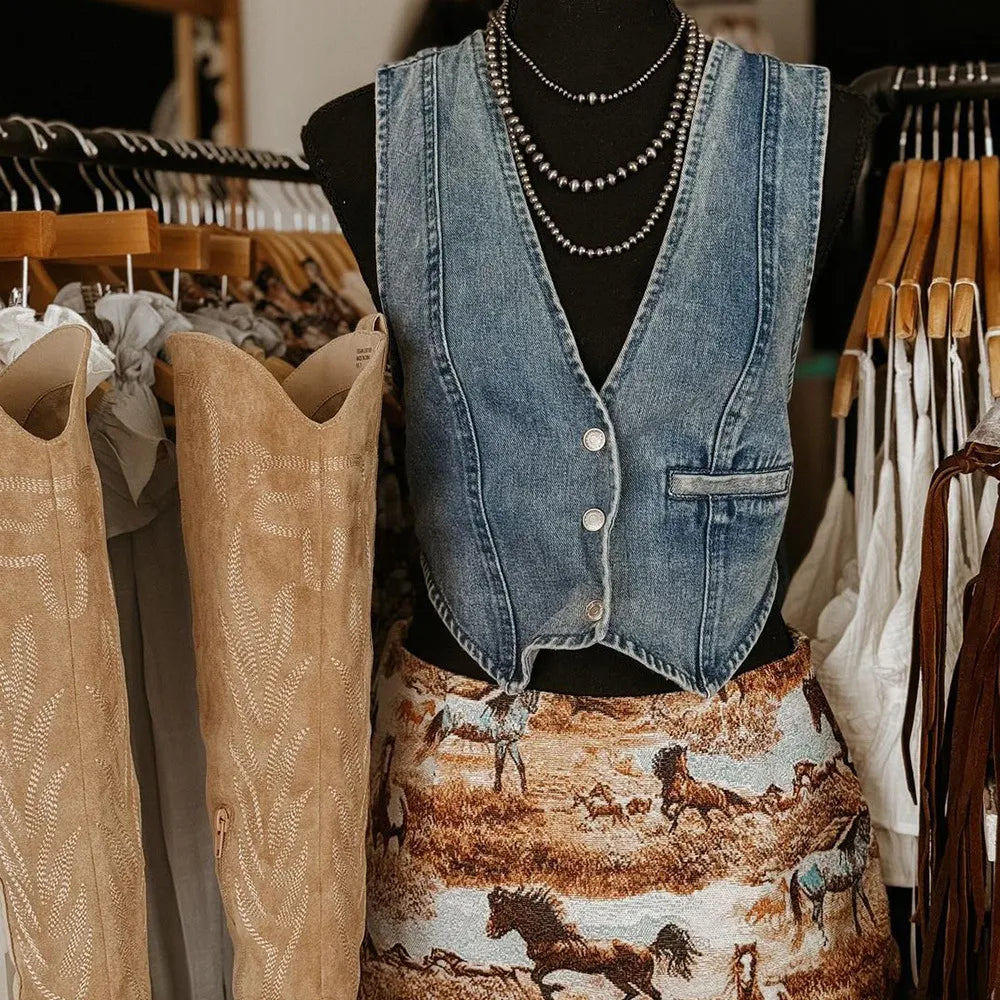 Valenzora | Jeansweste mit Neckholder