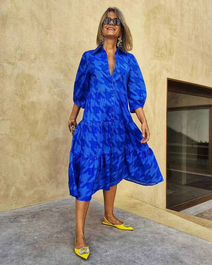 Valenzora | Stylish midi dress with collar