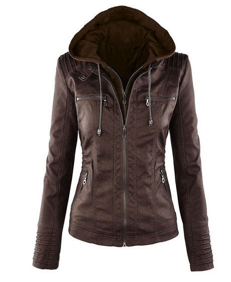 Valenzora | Women's Leather Jacket with Hood
