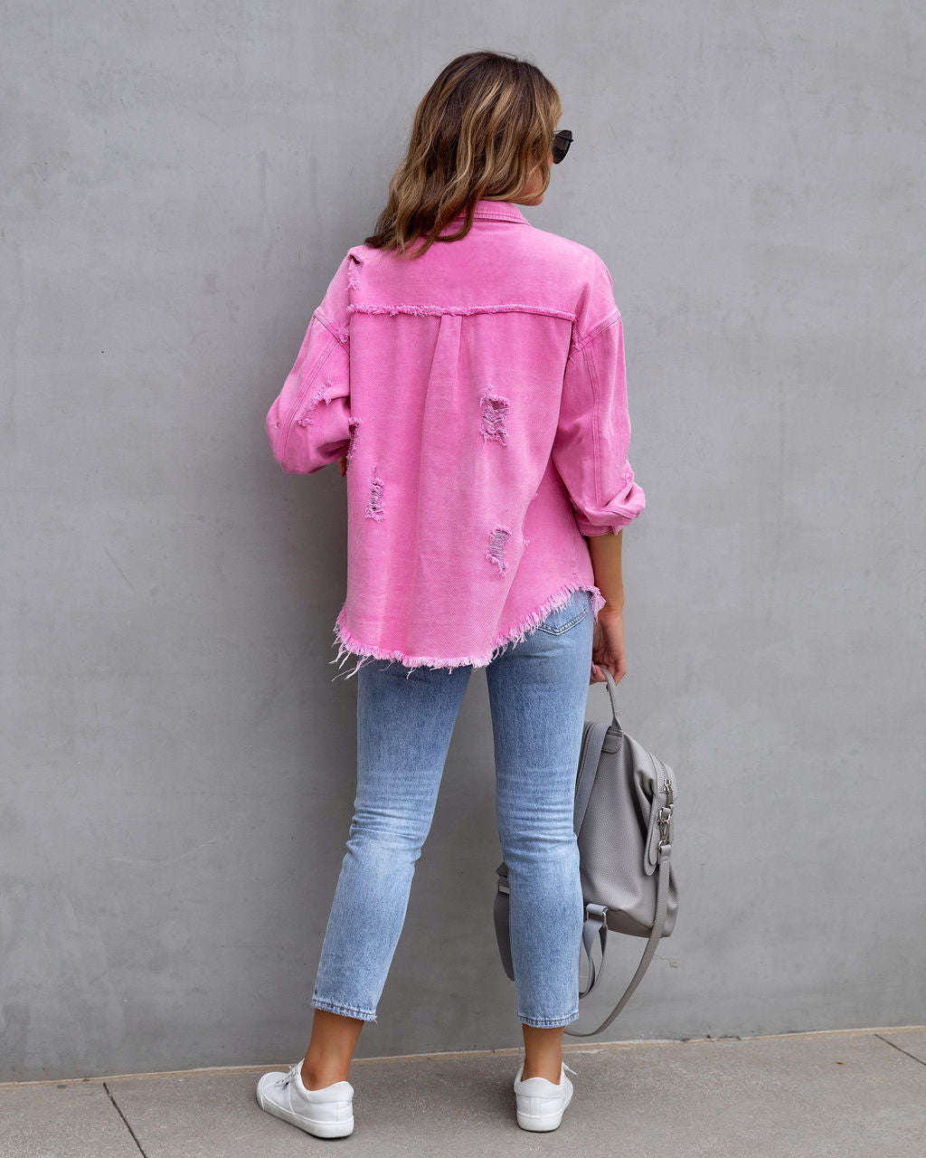 Valenzora zerrissene Hemdjacke, Damen-Oberteile für Herbst und Frühling, Damenbekleidung