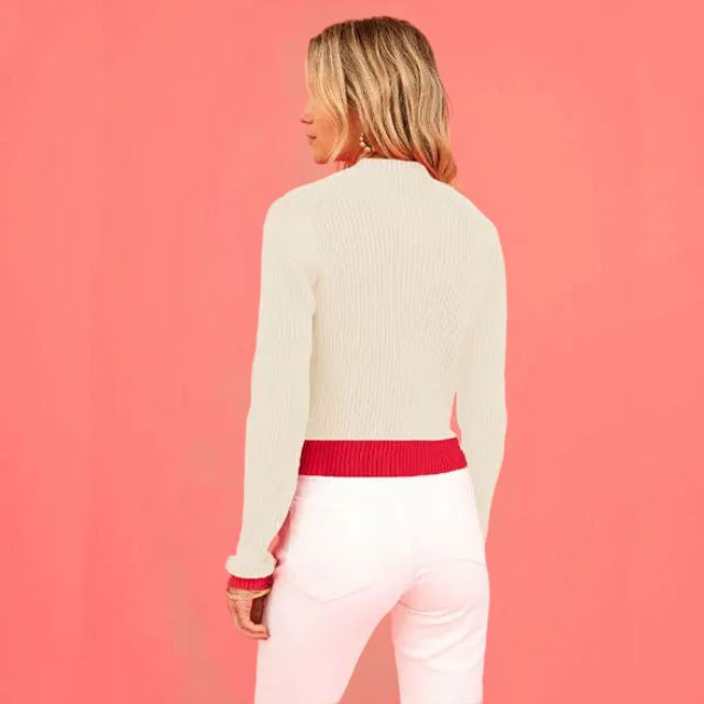 Valenzora | Gerippter Strickpullover mit Herz-Intarsie