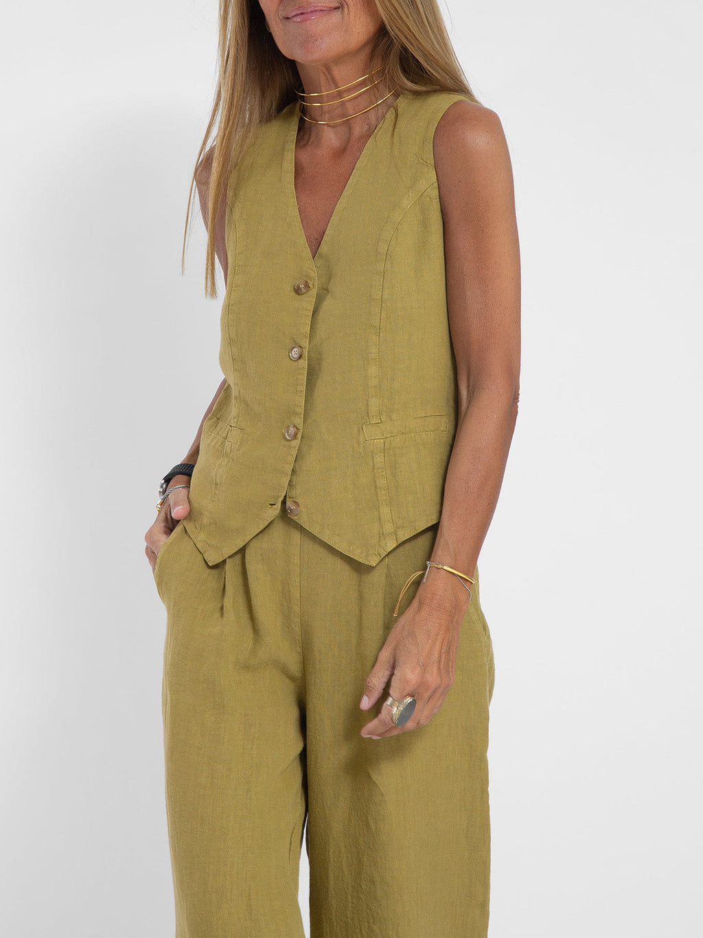 Valenzora | Button-up vest & wide-leg trousers set