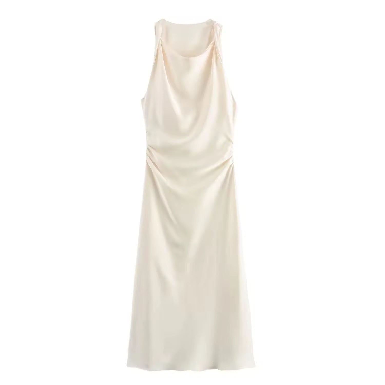 Valenzora | Satiniertes Maxikleid mit eleganter Drapierung
