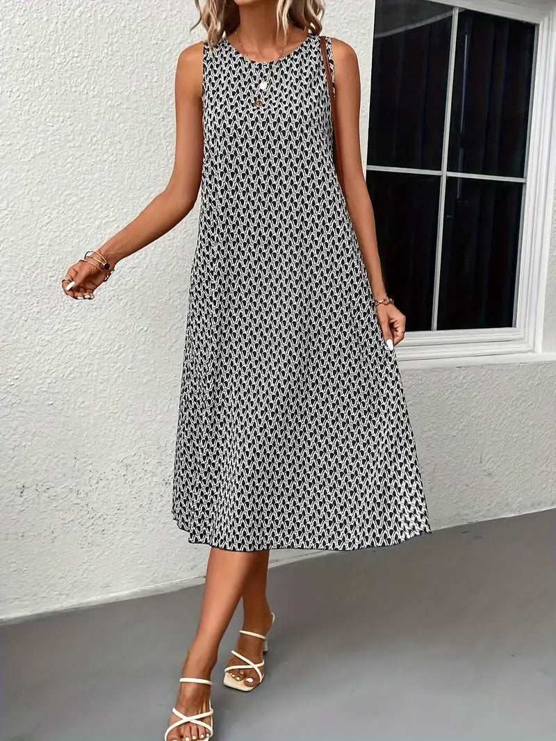 Valenzora | Freizeitkleid mit Allover-Print und Tasche – modisch & bequem