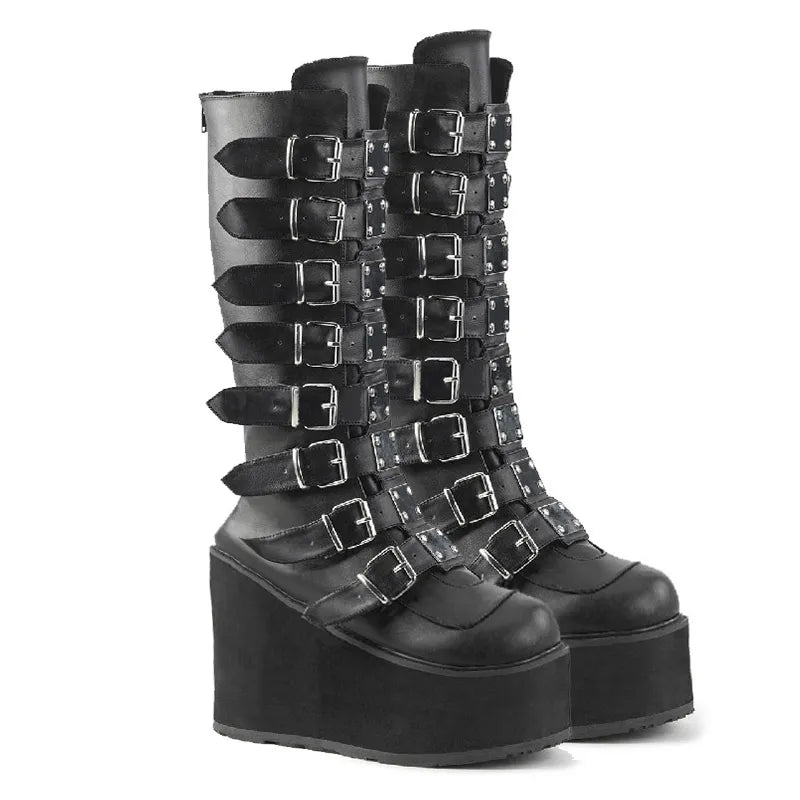Valenzora | Chunky High-Heel-Stiefel mit Reißverschluss