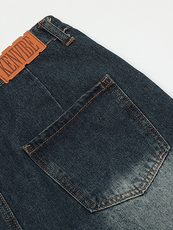 Valenzora | Baggy Sternmuster-Patchwork-Jeansshorts